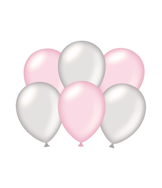 Palloncini argento/rosa 30cm 6pz