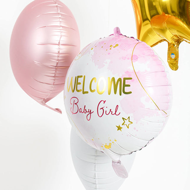 Palloncino ad elio Welcome Girl Rosa Vuoto 45cm