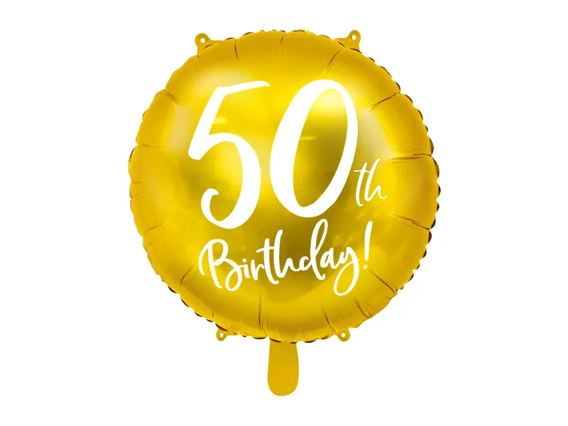 Palloncino ad elio 50° compleanno oro vuoto 45 cm