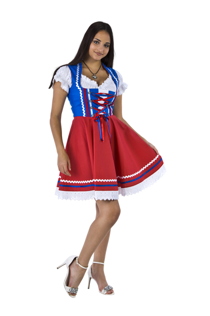 Dirndl 2-dlg., blu/rosso, camicetta Carmen