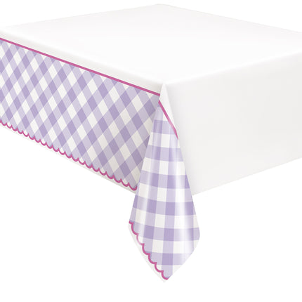 Tovaglia Gingham con bordo rosa 2,13m