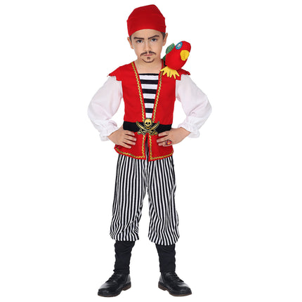 Costume da pirata nero rosso bambino a righe