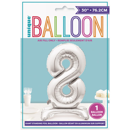 Palloncino in foil Figura 8 Silver Standard 76 cm