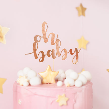 Cake topper oro rosa Oh Baby 25 cm