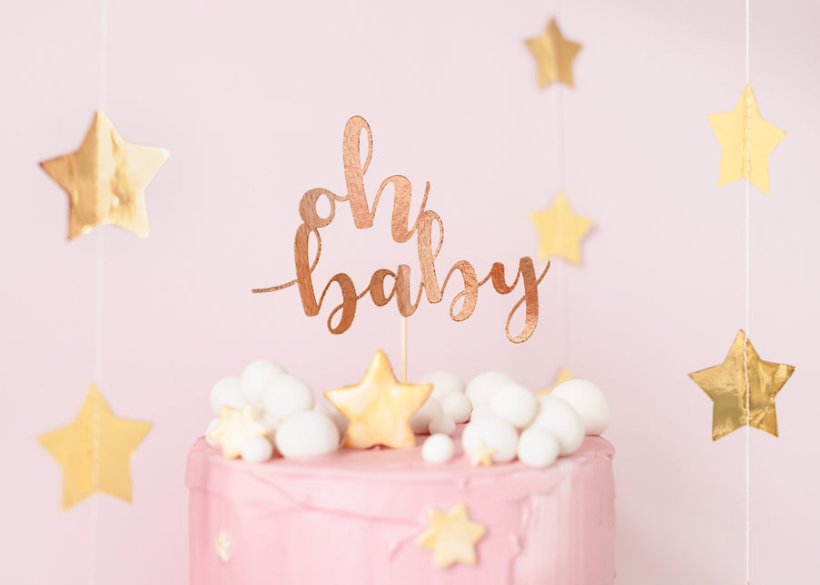 Cake topper oro rosa Oh Baby 25 cm