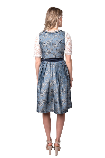 Dirndl 2-teilig, blau/grau Blumen