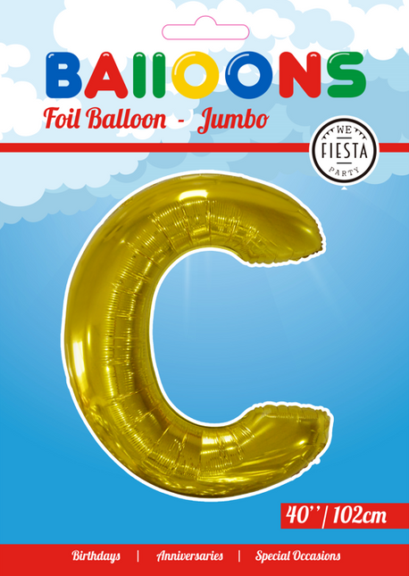 Palloncino in foil Lettera C Oro XL 102cm vuoto