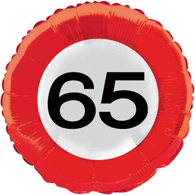 Palloncino ad elio 65 Years Traffic Sign 43cm vuoto