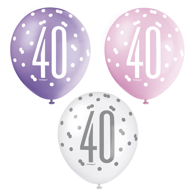 Palloncini 40 anni a pois 30cm 6pz