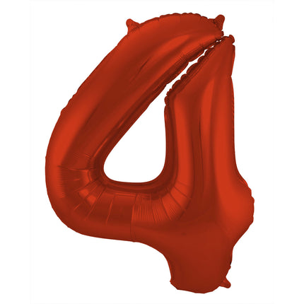 Palloncino Foil Figura 4 Rosso Opaco XL 86cm vuoto