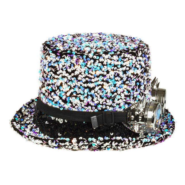 Cappello glitterato con occhiali