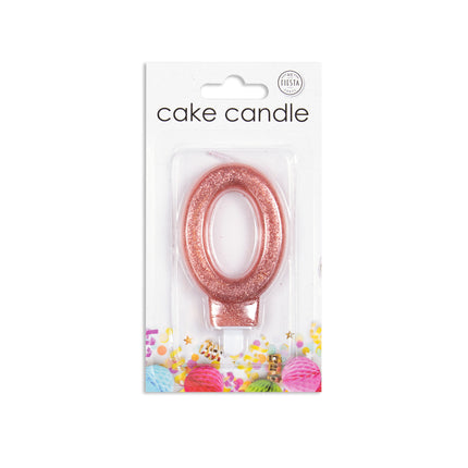 Candela 0 Anno Oro Rosa Glitter 7cm