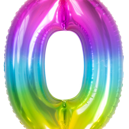 Palloncino in foil Figura 0 Rainbow XL 81cm vuoto