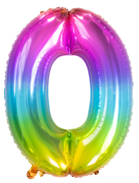 Palloncino in foil Figura 0 Rainbow XL 81cm vuoto