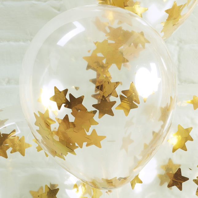 Palloncini coriandoli oro stelle 30cm 5pz