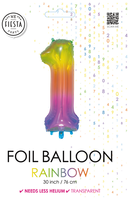 Pallone in foil Figura 1 Arcobaleno Trasparente 66cm