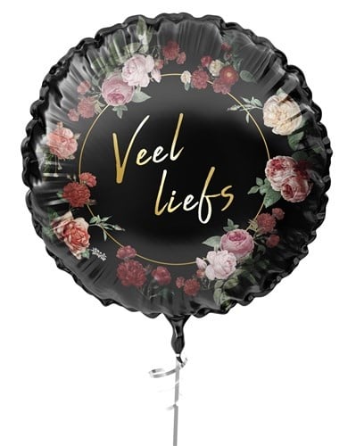 Palloncino ad elio Much Love Nero Fiori Vuoti 45cm