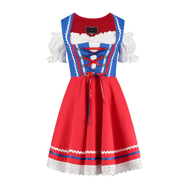 Dirndl 2-dlg., blu/rosso, camicetta Carmen