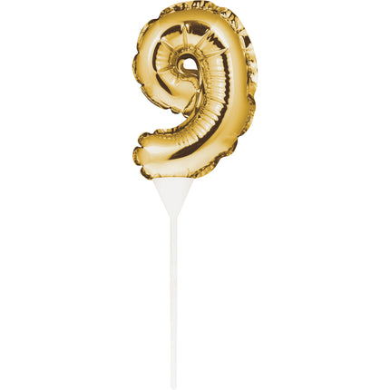 Palloncino in foil 9 anni Gold Cake topper 13cm