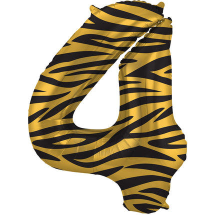 Palloncino Numero 4 Anni Tigre Vuoto 86cm