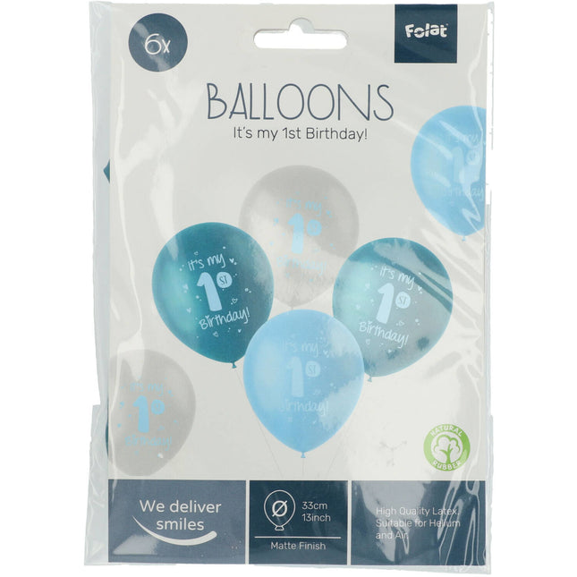 Palloncini It's My 1St Birthday Blu 33cm 6 pezzi