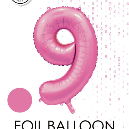 Palloncino rosa a forma di figura 9 anni lucido 86 cm