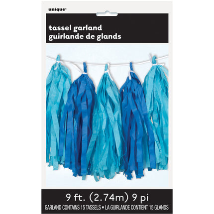 Ghirlanda di nappe blu 2,7 m