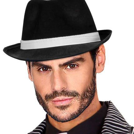 Cappello nero con fascia bianca