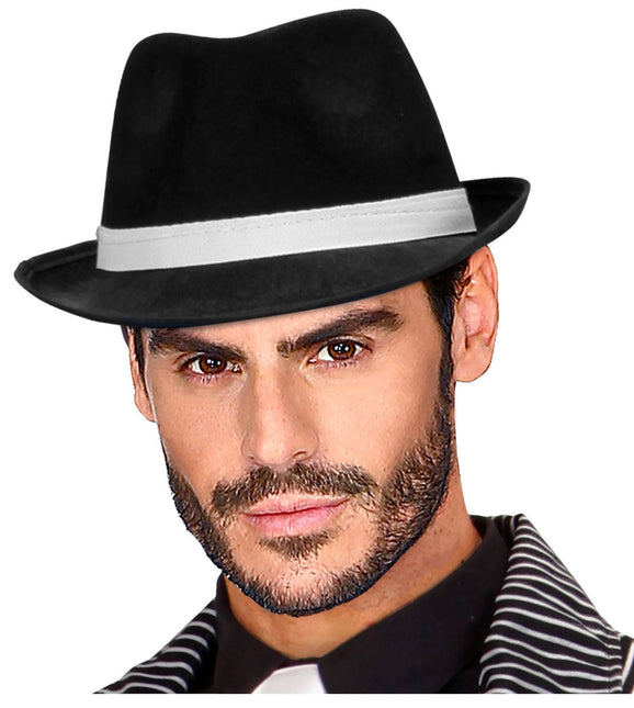 Cappello nero con fascia bianca