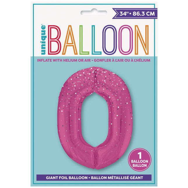 Palloncino 0 anni a pois rosa 86 cm