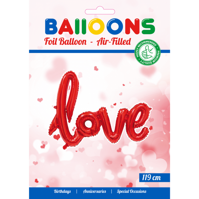 Palloncino in foil Love Red 1,19 m vuoto