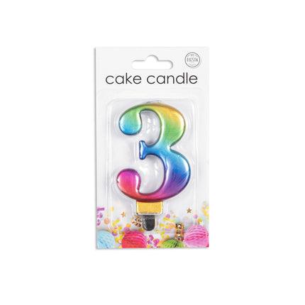 Candela 3 anni Arcobaleno 7 cm