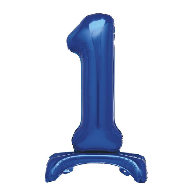 Palloncino Numero Blu 1 Anno Con Standard 76cm