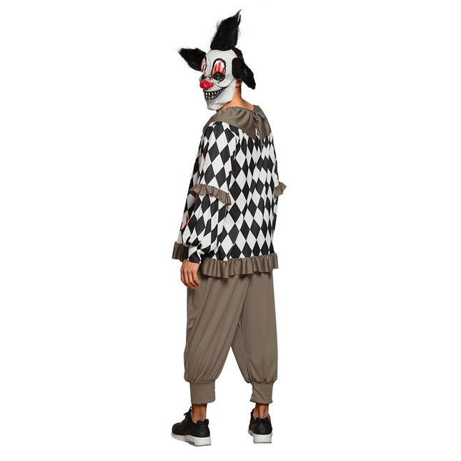 Costume da clown di Halloween bianco nero M/L