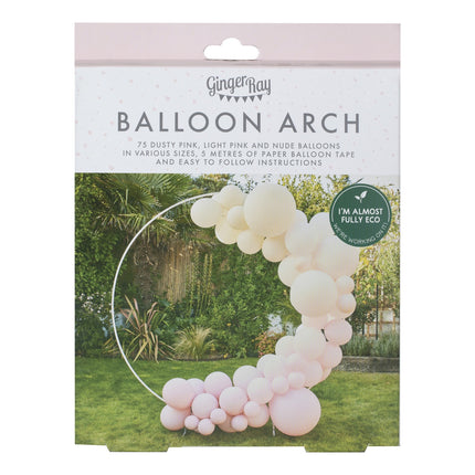 Arco di palloncini rosa bianco crema fai da te