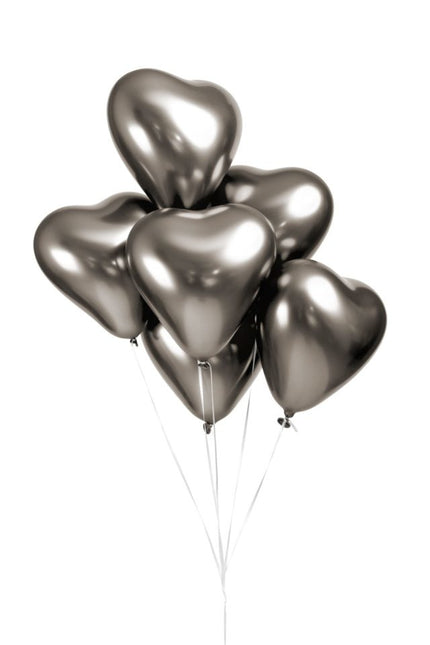 Palloncini Cuore Grigio 30cm 6pz