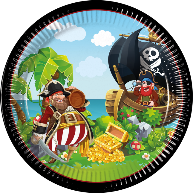 8 Piatti di carta grandi 23cm FSC Island Pirates