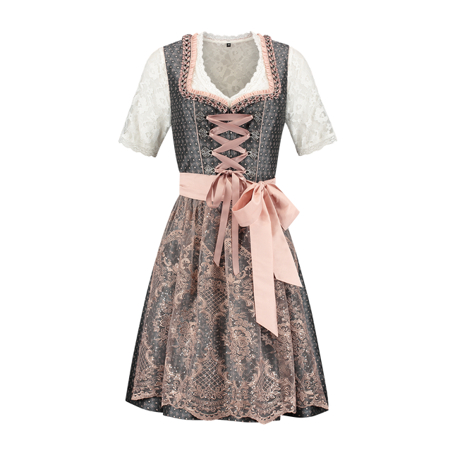 Abito Dirndl rosa bianco crema Donna Oktoberfest