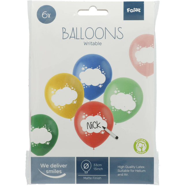 Palloncini scrivibili colorati 33cm 6pz