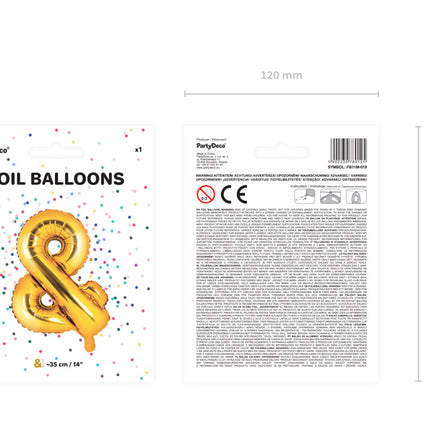 Palloncino in foil Lettera e Oro Vuoto 35 cm