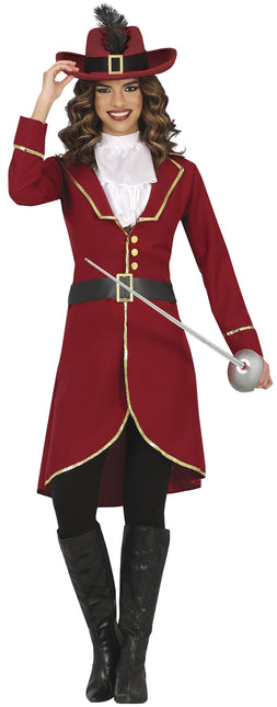 Costume da pirata rosso bordeaux da donna