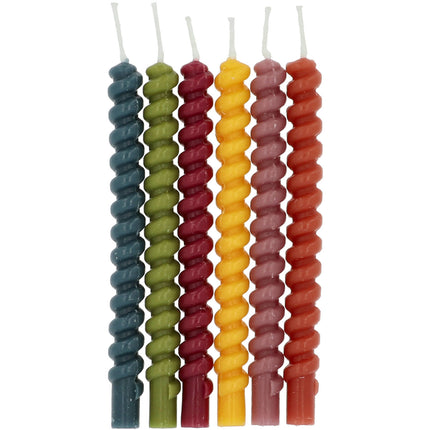 Candele colorate ritorte 6 pezzi