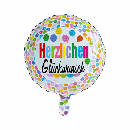 Palloncino ad elio Herzlichen Gl√ºckwunsch Coriandoli 45cm vuoto