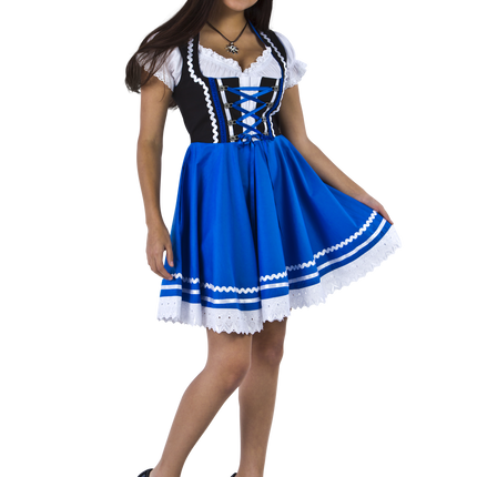 Dirndl 2-dlg., nero/blu, camicetta Carmen