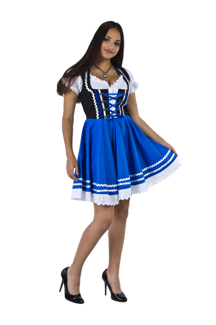 Dirndl 2-dlg., nero/blu, camicetta Carmen