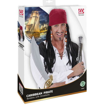 Parrucca da pirata carabica con bandana