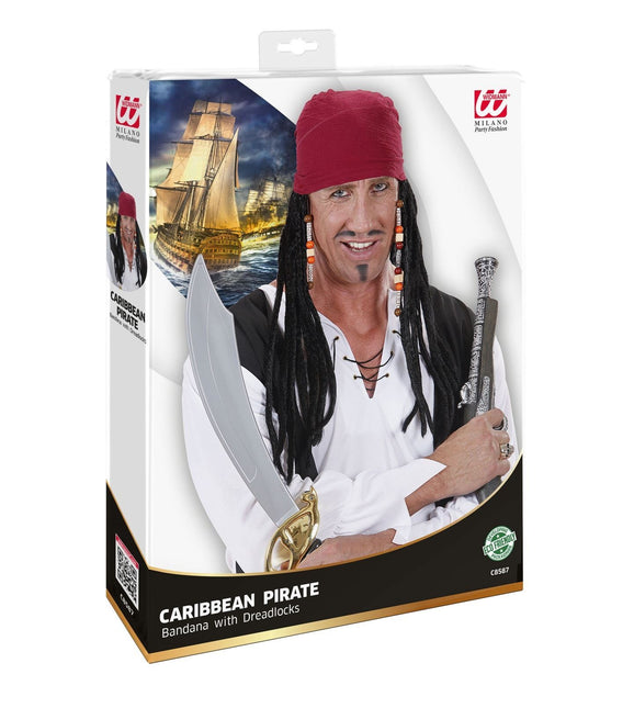 Parrucca da pirata carabica con bandana