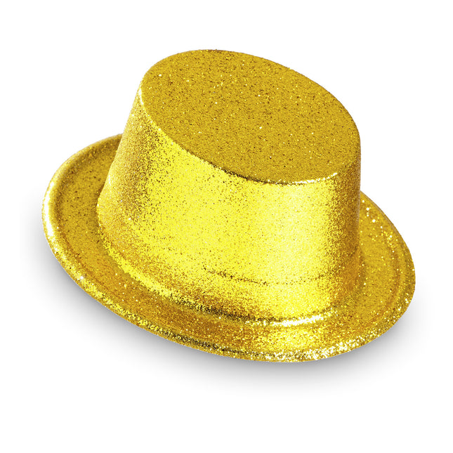 Cappello alto glitterato oro