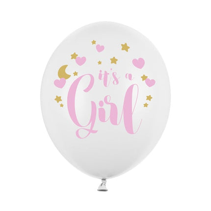 Palloncini bianchi It's A Girl 30cm 6pz