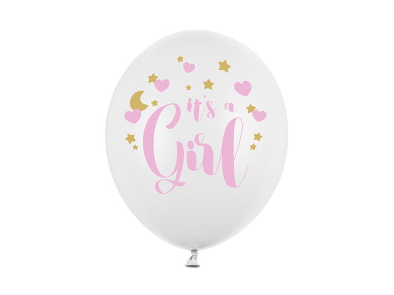 Palloncini bianchi It's A Girl 30cm 6pz